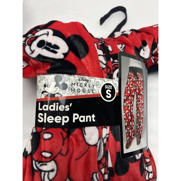 NWT Disney Mickey Mouse Ladies' Red Fleece Sleep Pajama Pants Sz Small - Picture 4 of 5